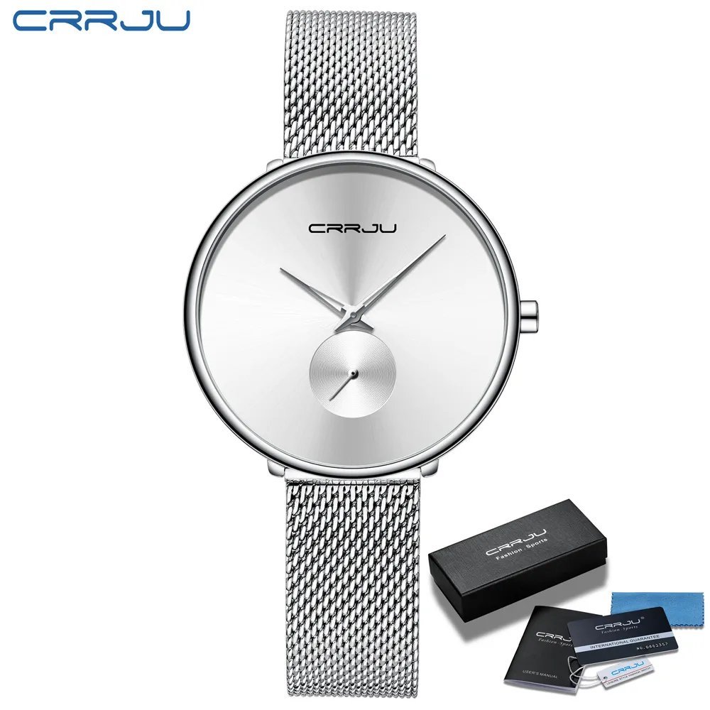 Silver White BOX_Top    Women Watch Stylish Simple Ladies Daily Dress Mesh Wristwatch Wasterproof Qu