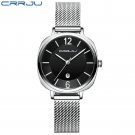 silver black_Luxury watches for women  Rose Gold Ladies Wristwatch Stainless Steel Female Calendar Q