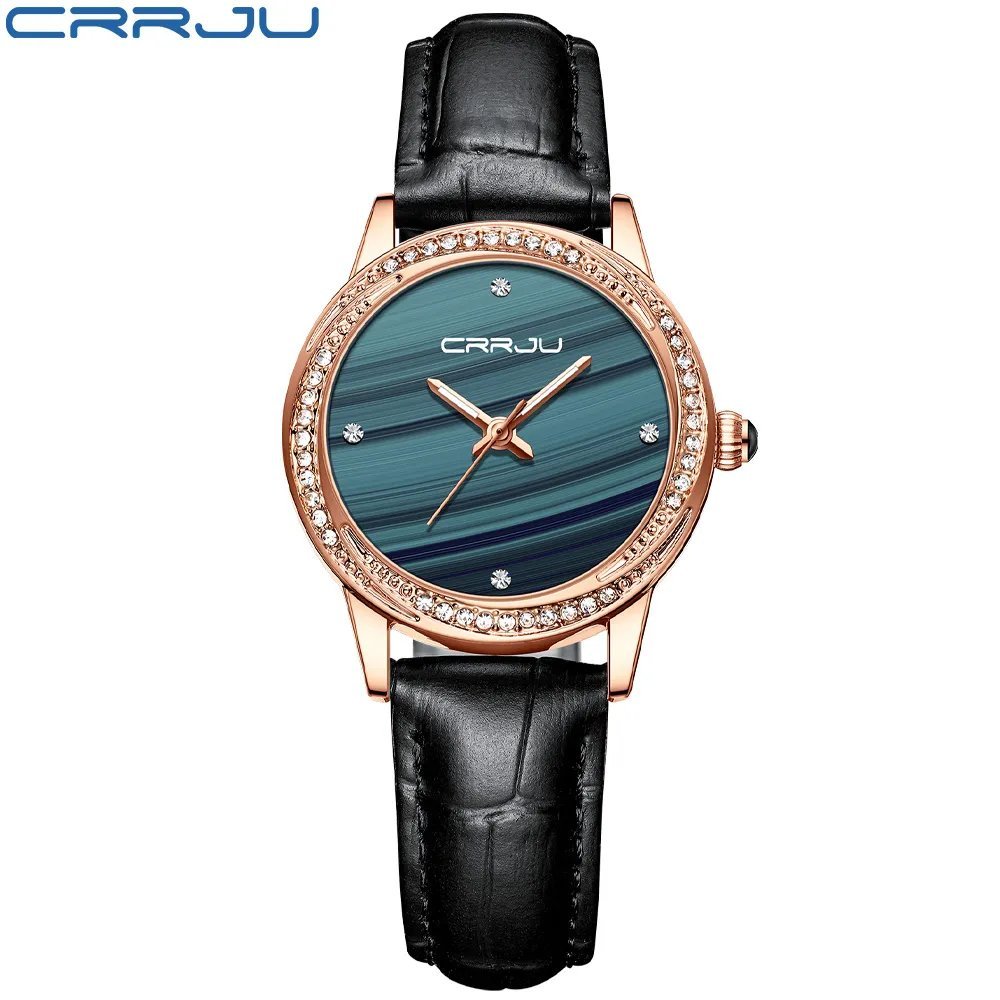 blue_Ladies Watches  Luxury Elegant Japan Movement Wristwatch Sport Leather Women Clock   Feminino