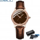 brown BOX_Ladies Watches  Luxury Elegant Japan Movement Wristwatch Sport Leather Women Clock   Femin