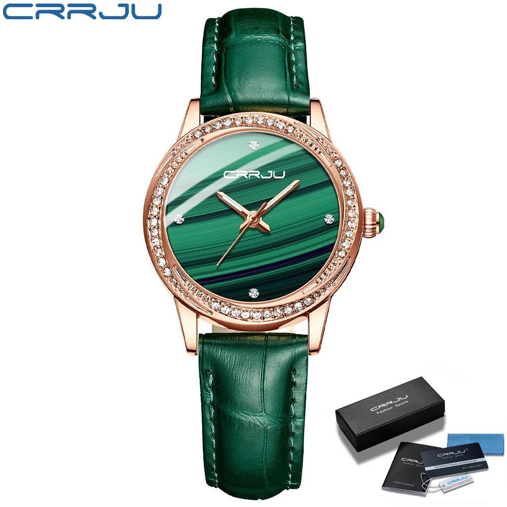 green BOX_Ladies Watches  Luxury Elegant Japan Movement Wristwatch Sport Leather Women Clock   Femin