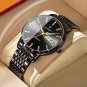 832 BK BK S_Men Watch Stainless Steel Top Quailty Luxury Push Button Hidden Clasp Waterproof Luminou