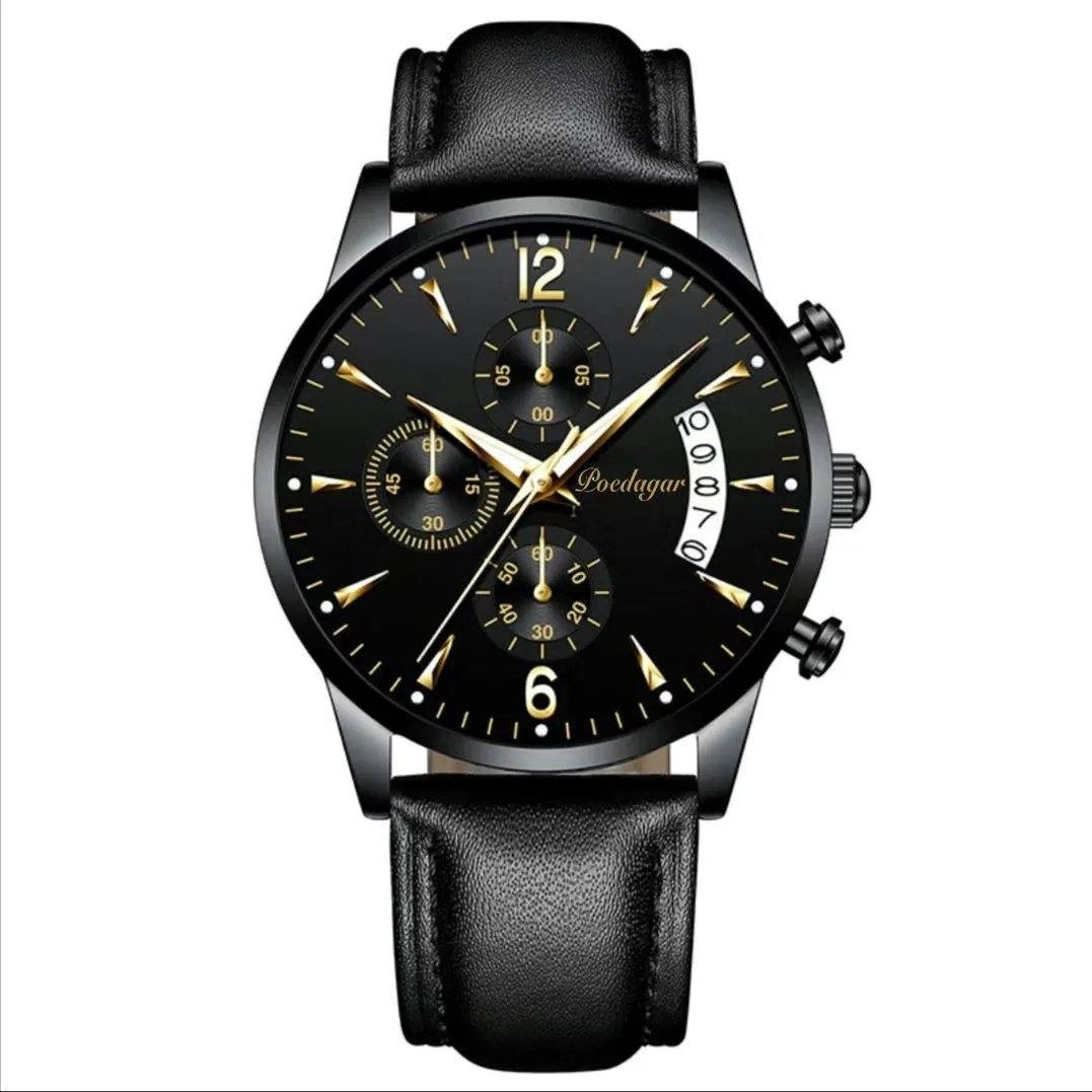 814 BK GD L_Watch   Men Watch Waterproof Luminous Date Sports Watches Luxury Quartz Man Wristwatch L
