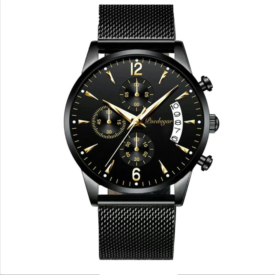 814 BK GD M_Watch   Men Watch Waterproof Luminous Date Sports Watches Luxury Quartz Man Wristwatch L