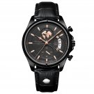 Black Black_Men Watch Chronograph Leather Quartz Watches Waterproof Luminous  Luxury Casual Sport Me