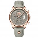 Khaki Green_Men Watch Chronograph Leather Quartz Watches Waterproof Luminous  Luxury Casual Sport Me