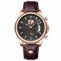 Rose Gold Black_Men Watch Chronograph Leather Quartz Watches Waterproof Luminous  Luxury Casual Spor