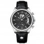 Silver Black_Men Watch Chronograph Leather Quartz Watches Waterproof Luminous  Luxury Casual Sport M