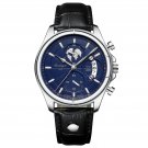 Silver Blue_Men Watch Chronograph Leather Quartz Watches Waterproof Luminous  Luxury Casual Sport Me
