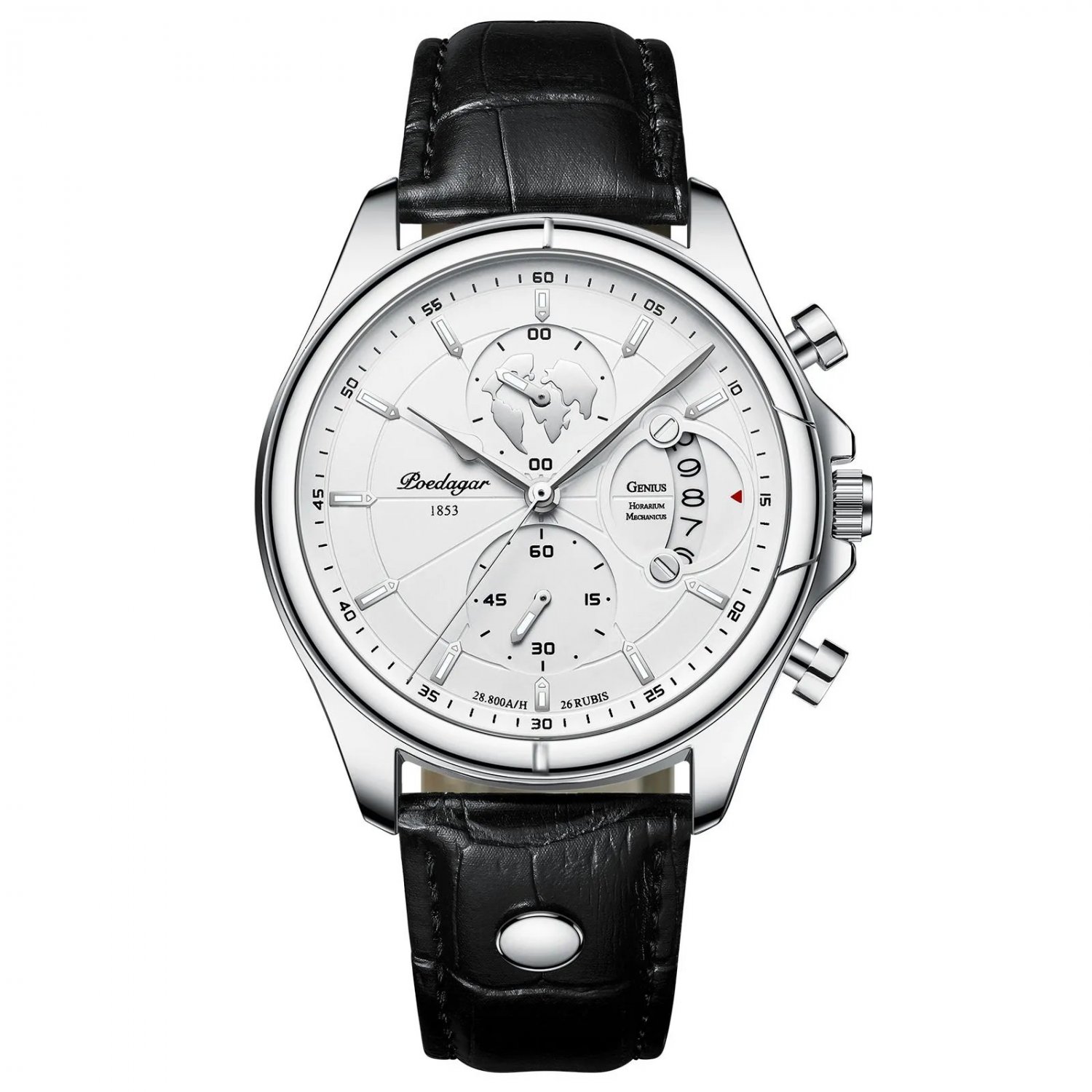 Silver White_Men Watch Chronograph Leather Quartz Watches Waterproof Luminous  Luxury Casual Sport M