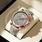 Silver White_Men Watch Chronograph Leather Quartz Watches Waterproof Luminous  Luxury Casual Sport M