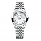 Silver White_Luxury Elegant Ladies Watch High Quality Casual Stainless Steel Luminous Waterproof Qua