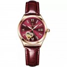 320 Red Leather_Swiss Brand  2022 Women Watch Stainless Steel Mesh Rose Gold Luxury Waterproof Lumin