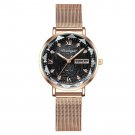 3012 RG BK M_Swiss Brand  Women Watch Stainless Steel Mesh Rose Gold Simple Waterproof Luminous Ladi