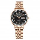 3012 RG BK S_Swiss Brand  Women Watch Stainless Steel Mesh Rose Gold Simple Waterproof Luminous Ladi