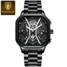 Black Silver S_Luxury Men Wristwatch High Quality Waterproof Chronograph Luminous Date Man Watches L