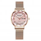 Pink Mesh_Women Watches Rose Gold Steel Quartz Watch Waterproof Luminous Week Date Swiss Brand Ladie