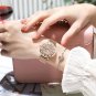 Rose Gold Gold Steel_Luxury Women Bracelet Quartz Watches For Women Casual Waterproof Luminous Mesh