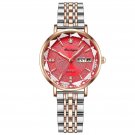 Rose Gold Red Steel_Luxury Women Bracelet Quartz Watches For Women Casual Waterproof Luminous Mesh S