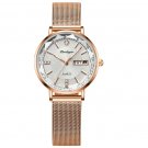 Rose Gold White M_Luxury Women Bracelet Quartz Watches For Women Casual Waterproof Luminous Mesh Sta