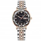 RoseGold Black Steel_Luxury Women Bracelet Quartz Watches For Women Casual Waterproof Luminous Mesh 
