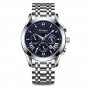822-Blue Silver_2021  Mens Watches Waterproof Luminous  Luxury Quartz Wristwatch Full Stell Military
