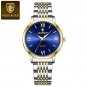 Gold Blue_Luxury Woman Watch High Quality Waterproof Luminous Date Ladies Watch Stainless Steel Wome