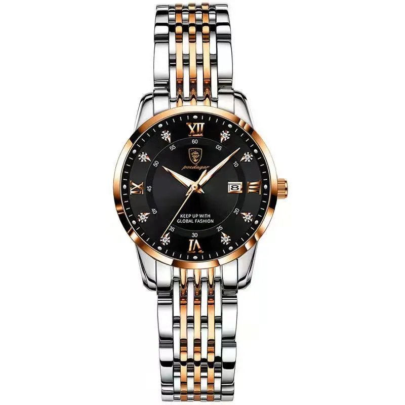 Rose Gold Black S_Casual Wrist Watch For Women Luxury Waterproof Luminous Date Ladies Watch Stainles