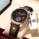 802 GD BK L_Swiss Brand  Men Watch Top Luxury Sport Men's Wristwatch Waterproof Luminous Leather Dat