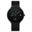 Blue_Mens Watches  Luxury Quartz Watch Men Casual Slim Mesh Steel Waterproof Luminous Sport Date Wri