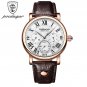 Rose Gold White_Men Watch Chronograph Leather Quartz Watches Waterproof Luminous Sport Sport Men's W