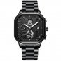Black Silver Black S_Luxury Casual Male Watch Chronograph Stainless Steel Waterproof Luminous Date M