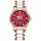 Red_Women Watch Luxury Quartz Diamond Rose Gold Ceramics Steel Watches Waterproof Luminous Swiss Bra