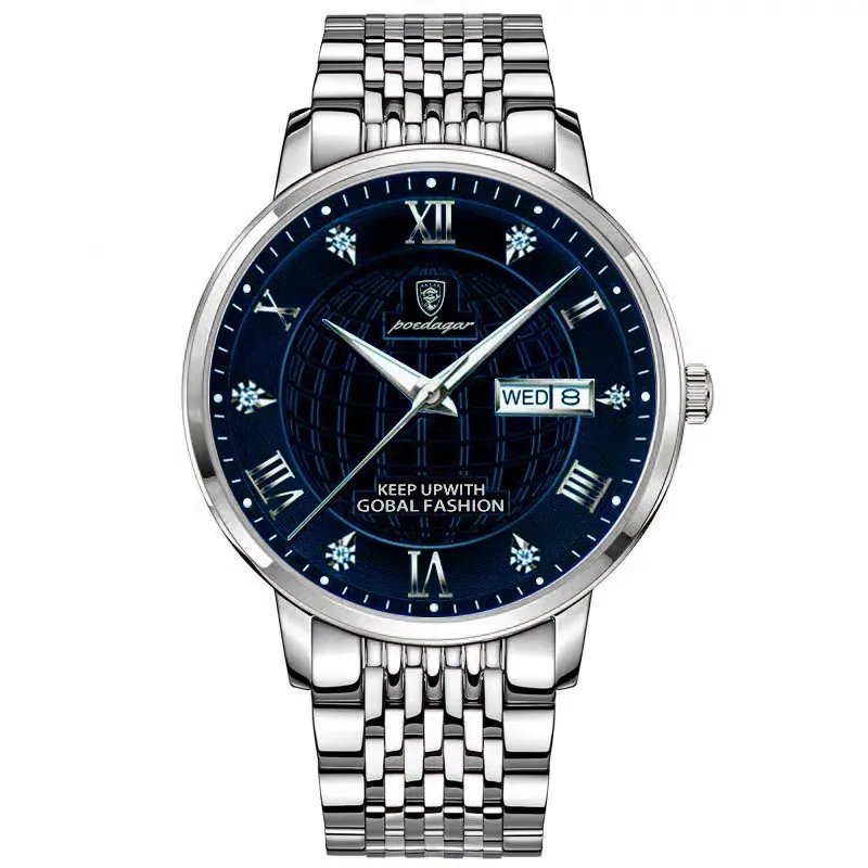 863 SL BU S_2022 Watch Men Stainless Steel  Luxury Waterproof Luminous Wristwatch Mens Watches Sport