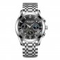 6198-Black Silver_Men Watch Top   Sport Watches Mens Full Steel Quartz Wristwatch Date Male Clock