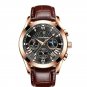 6198-Leather BK RG_Men Watch Top   Sport Watches Mens Full Steel Quartz Wristwatch Date Male Clock