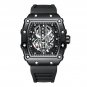 Black_Wristwatch Top Luxury Casual Waterproof Military Luminous Date Hollow out Silicone Strap Men W
