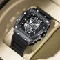 Black_Wristwatch Top Luxury Casual Waterproof Military Luminous Date Hollow out Silicone Strap Men W
