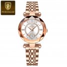 Rose Gold White_Luxury Wrist Watch Elegant Waterproof Stainless Steel High Quality Ladies Watch Diam