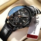 908 BK BK L_Men Watch 2022  Leather Waterproof Luminous  Luxury Mens Quartz Wristwatch Men Sport Cas