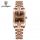 Coffee_Women Watch Luxury Diamond Green Dial Square Quartz Watches Stainless Steel Waterproof Ladies