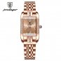 Rose Gold_Women Watch Luxury Diamond Green Dial Square Quartz Watches Stainless Steel Waterproof Lad