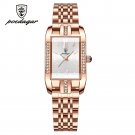 White_Women Watch Luxury Diamond Green Dial Square Quartz Watches Stainless Steel Waterproof Ladies 
