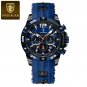 Black Blue_Luxury Man Wristwatch Sports Chronograph Silicone Strap Men Watches Waterproof Luminous D