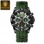 Black Green_Luxury Man Wristwatch Sports Chronograph Silicone Strap Men Watches Waterproof Luminous 