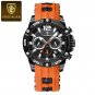 Black Orange_Luxury Man Wristwatch Sports Chronograph Silicone Strap Men Watches Waterproof Luminous
