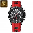 Black Red_Luxury Man Wristwatch Sports Chronograph Silicone Strap Men Watches Waterproof Luminous Da
