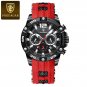 Black Red_Luxury Man Wristwatch Sports Chronograph Silicone Strap Men Watches Waterproof Luminous Da