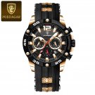 Rose Gold Black_Luxury Man Wristwatch Sports Chronograph Silicone Strap Men Watches Waterproof Lumin