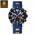 Rose Gold Blue_Luxury Man Wristwatch Sports Chronograph Silicone Strap Men Watches Waterproof Lumino